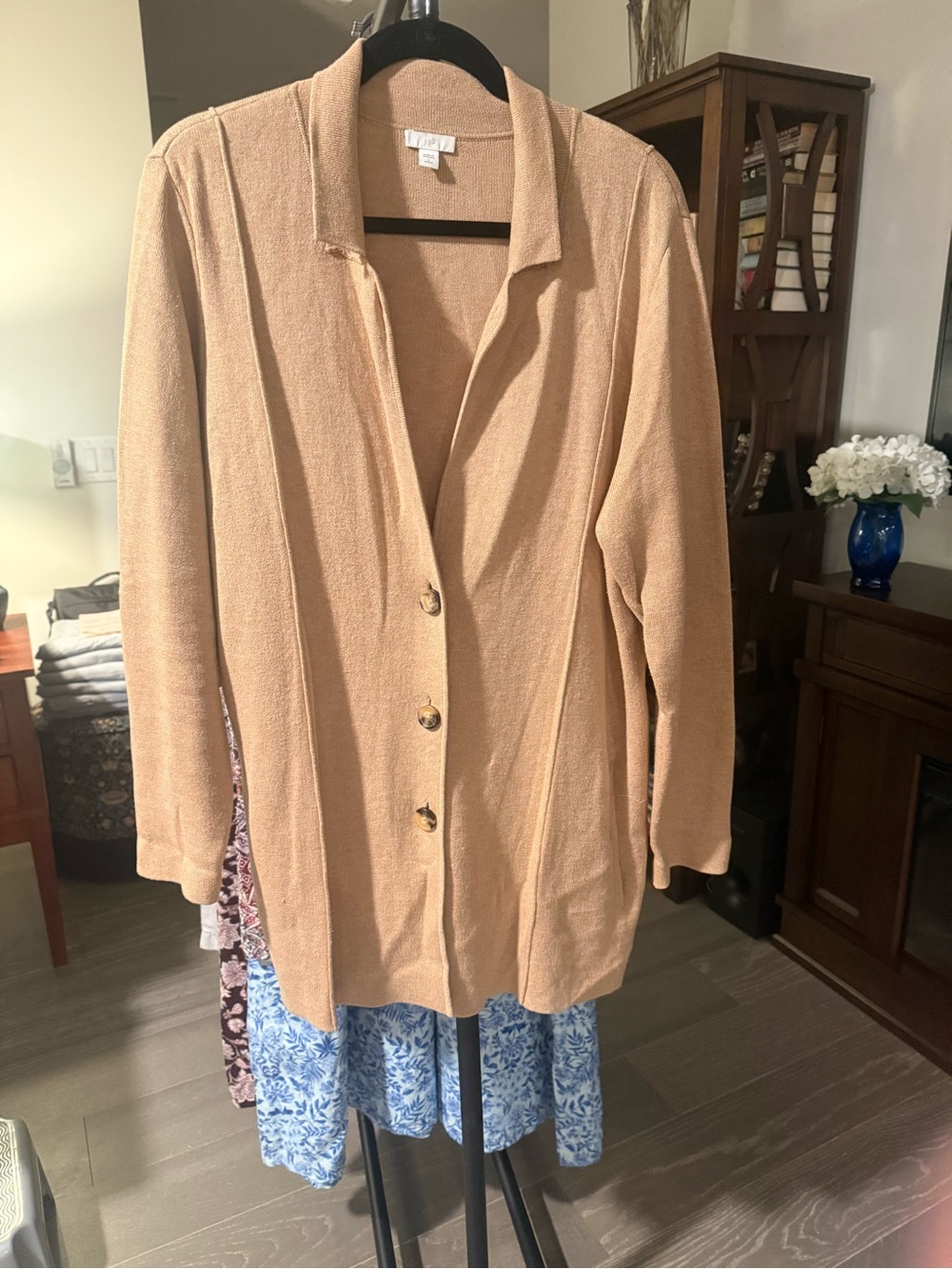 J. Jill Lightweight Open Cardigan in Camel/Tan